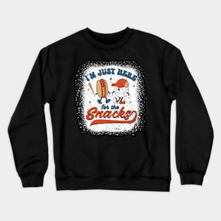 I'm Just Here For The Snacks Baseball 4th Of July Hot Dog Crewneck Sweatshirt